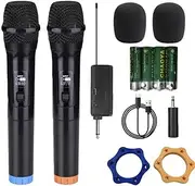 2x Cordless Wireless Microphone UHF Dynamic Mic System Karaoke Receiver Handheld