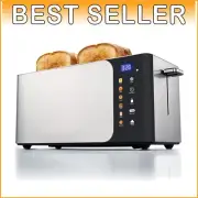 Smart Digital Long Slot Toaster - 4 Slice, 1.5" Wide, LED Display, 1300 Watts