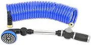 HoseCoil 3/8 inch Self Coiling Garden, RV, Outdoor Water Hose (25.00, Blue with Shower Wand)
