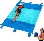 Beach Blanket Waterproof Sandproof 107x80 Inch Outdoor Blanket with Belts & Ground Spikes, Portable for Hiking, Picnic, Travel