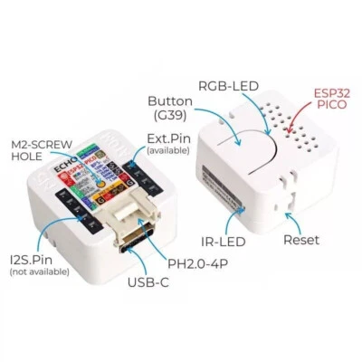 M5Stack ATOM Echo Programmable Smart Speaker RGB LED Display Built-in ESP32 #TOP