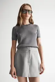 Oceana Knit Tee Dark Chrome Lurex Size 6 | Elka Collective