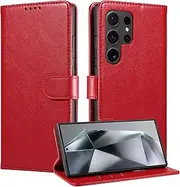 [Boyobacase] Wallet Case for Samsung Galaxy S22 Ultra 5G,for Galaxy S22 Ultra 5G Case,PU Leather Flip Cover RFID Blocking Phone Cover with 3 Card Slots [Stand Feature] [Side Magnetic Closure]-Red