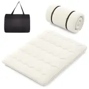 CostwayJapanese Roll up Floor Mattress with Washable Cover and Carry Bag-Beige-Queen