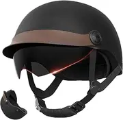 [Generic] Motorcycle Half Headgear - Open Face Motorcycle Hard Hat | Safety Hat | Size Heavy Duty Hard Hat, Retro Half Helmet with Sun Visor, Safety Hat for Men Women Cycling