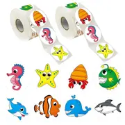2 Rolls Animal Thank You Stickers Labels Kids Toys Decorative Gift Label Set