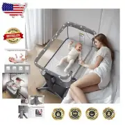 Multifunctional Rocking Bassinet with Breathable Mesh for Newborns - Dark Grey