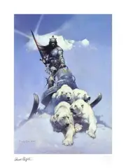 SIDESHOW COLLECTABLES FRANK FRAZETTA SILVER WARRIOR FINE ART PRINT Ltd 24 of 300