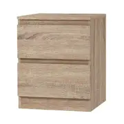 2 Drawers Artiss Bedside Table Side Table PEPE Black/White/Wood wood