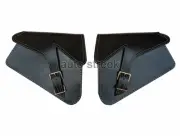 Fit For Royal Enfield Interceptor 650 Pannier Leather Bags Pair D1 Black