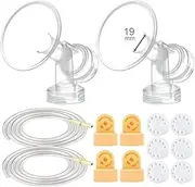 Maymom Breast Pump Kit for Medela Pump in Style Advanced Breast Pumps; 2x Breastshields (one-piece mm) 4 Valves 6 Membranes & 2 Pump-in-Style Tubing; Can Replace Medela Valve (19 mm (S-))
