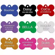 Pets ID Tag Engraved ring Dog/Cat Name Tag Personalised Customised Name Tag Bone