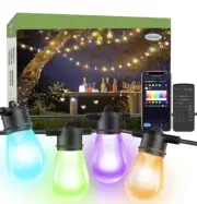 Outdoor LED String Lights 60 Bulbs 176ft Smart WiFi Patio Light Bulb Dimmable
