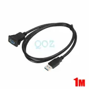 1M Car Dash Board Flush Mount USB 3.0 Male To Female Extension Panel Cable