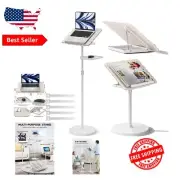 Versatile 2-in-1 Book Stand with 10 Angles & Height Adjustment, 23.5-52 in White