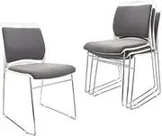 VACYOVKE 4 Pack Stacking Chairs 1102LB Capacity Home Office Guest Chair Set With Sled Base, Modern Reception Chair for Kitchen, Waiting Room, Multi-Purpose, Break Room, Training, Cafeteria, Gray Color