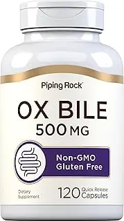 Ox Bile Supplement 500mg | 100 Capsules | Digestive Enzyme | Non-GMO, Gluten Free | by Piping Rock