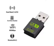 USB WiFi + Bluetooth Adapter, 600Mbps Dual Band 2.4/5GHz Wireless Network Card