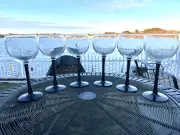 6 Ballon Wines in Angelique Black Twist Stem D'arques Luminarc France