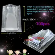 Economy Pack 50/100pcs Bottom Gusset Bag, Transparent Cello Cellophane Gift Bag With 50/100pcs Golden Ties, Party Gift Packaging, Gift Cup Packagin...