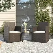 Outdoor Sofa Set Piece with Rattan Cushions - Chairs for Patio, Garden, Balcony Furniture & Small Table