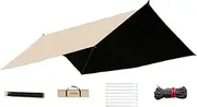 Folpus Camping Hammock Canopy Portable Premium Accessories Hammock Rainfly Waterproof Tent for Garden Survival Travel Beach Outdoor, Gold Black