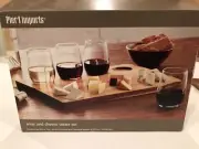 Pier 1 Imports Wine And Cheese Taster Set with Board and Glasses New In Box