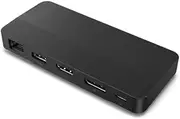 Lenovo USB-C Dual Display Travel Dock, 2x4K@60Hz, 1xHDMI 2.1, 1xDP 1.4, 1xUSB-A, 2xUSB-C, 1xGigabit Ethernet, Black, Compatible with USB-C Laptops