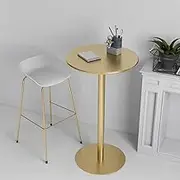 Metal Pub Table Round Bar Table, Gold Top with Leg and Base, Cocktail Bistro Table Small Accent Table, Outdoor Coffee Table Dining Table for Breakfast Nook, Apartment, Small Spaces(48x56cm)