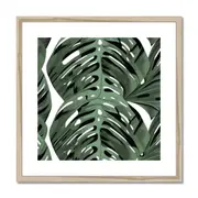 Green Monstera Leaves Framed & Mounted Print