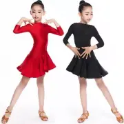 Kids Girls Ballroom Dance Dress Asymmetry Ruffle Latin Rumba Tango Performance