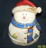 CHRISTMAS SNOWMAN SANTA COOKIE JAR - MIB