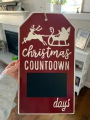 Christmas Countdown Metal Wall Sign with Chalkboard