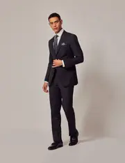 Hawes & Curtis Dark Charcoal Twill Wool Slim Fit Suit Size: One Size