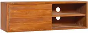 Wall Mounted TV Stand Entertainment Center - Teak Wood Cabinet for Living Room Media Shelf Storage, 90x30x30 cm, Shelves for Room, Modern Style