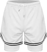 [inhzoy] Kids Boys Athletic 2 in 1 Shorts Basketball Shorts with Pockets Running Active Workout Shorts