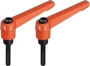 sourcing map M5 x 25mm Handle Adjustable Clamping Lever Thread Push Button Ratchet Male Threaded Stud Knobs Locking Rotating Screw Handles Quick Release Bolt Orange 2pcs
