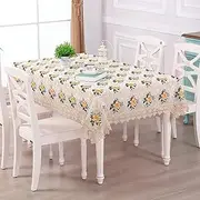 EHOMERY Dining Table Cloths Tablecloth Anchors Rose Flower 8 Seater Rectangular Placemats for Machine Washable Polyester Gold Yellow Decoration 130X130Cm