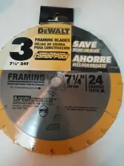 DeWALT Carbide Framing 7-1/4" 24T Carbide Teeth Saw Blades Lot of 3 DW3178 New