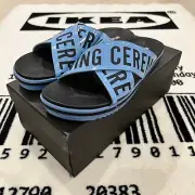 Opening Ceremony 'Berkeley' Blue Rubberized Crisscross Slides Sandals