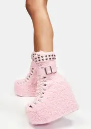 [Sugar Thrillz] Pink Sherpa Traitor Boots