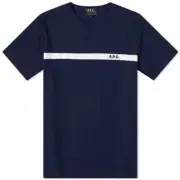 A.P.C. YUKATA BAND LOGO TSHIRT DARK NAVY SIZE L "NWT"