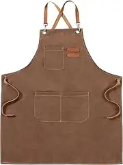 Canvas Aprons, Work Aprons for Men Women, Adjustable Chef Aprons with 3 Pockets, Apron for Servers Kitchen Artist Painting