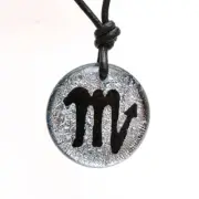 Scorpio Birth Sign Zodiac Necklace Fused Dichroic Glass Pendant by Zulasurfing