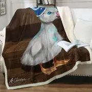 Cute Animals Art Wizard Duck Throw Blanket