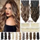 As Human Real Clip in Hair Extensions 4 Piece Full Head Weft Thick Balayage Wavy