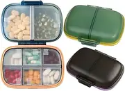 3 portable pill box organisers, 8 compartments for different medications, can be used for pills/capsules/vitamins/fish oil/accessories etc.