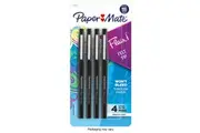 PAPER MATE Flair Felt Tip Black Pack of 4 Box of 6