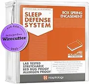 HOSPITOLOGY PRODUCTS Box Spring Encasement - Zippered Bed Bug Dust Mite Proof Hypoallergenic - Sleep Defense System - Queen –60" W x 80" L - Low Profile 6"