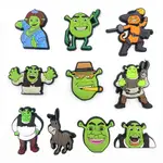 10 件/套全新可愛卡通套裝 MONSTER SHREK GRAFFITI 系列 JIBTZ 鞋飾適用於 CROCS 木